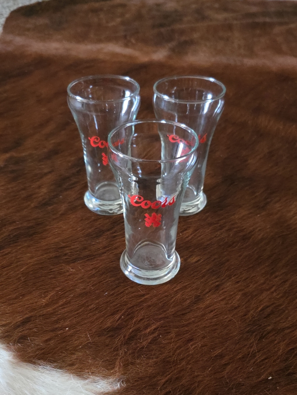 Set Of 3 1970's Coors Beer Glasses